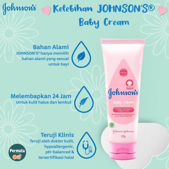 Johnson’s Baby Cream Krim Tangan Kaki Selangkangan Bayi - Pelembab Anti Ruam Popok