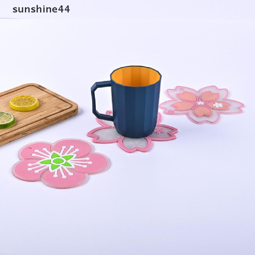 Sunshine 1pc Alas Piring / Wadah Makanan Dengan Bahan Insulasi Thermal Anti-Slip Dan Gambar Bunga Sakura