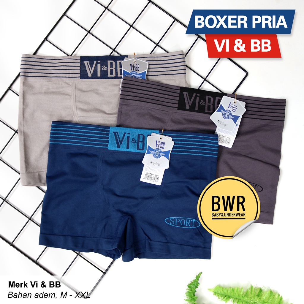 [ 3pc ] CD Boxer Vi&amp;BB Motif / Celana Dalam Pria Boxer Polymeda / CD Coker Lembut Dan Adem | Bwr