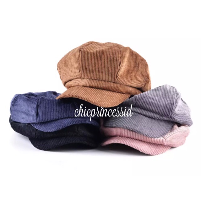 Newsboy cap topipet topi pet suede corduroy cap hat fedora aksesoris rambut