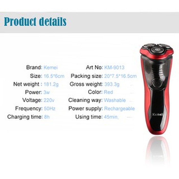 Kemei KM-9013 Rechargeable Razor Shaver Trimmer Alat Mesin Cukur