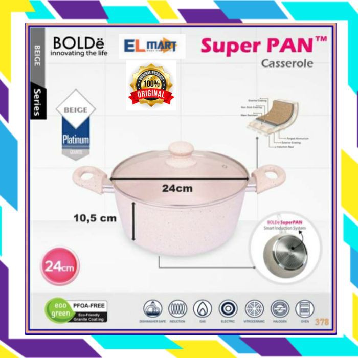 Panci Soup casserole 24cm + lid - super pan granite coating 24 cm + tutup - Pot Pan Beige Original