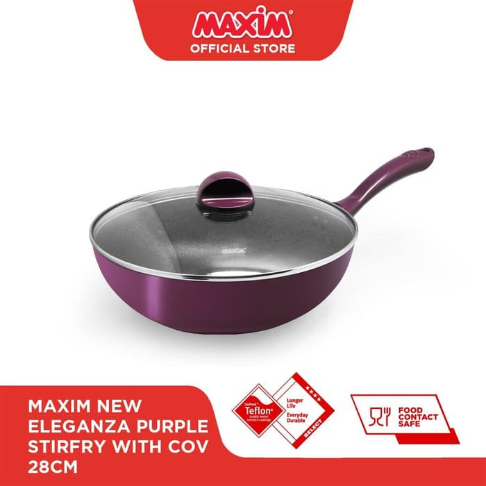 Maxim New Eleganza Stirfry Teflon 28cm Ungu