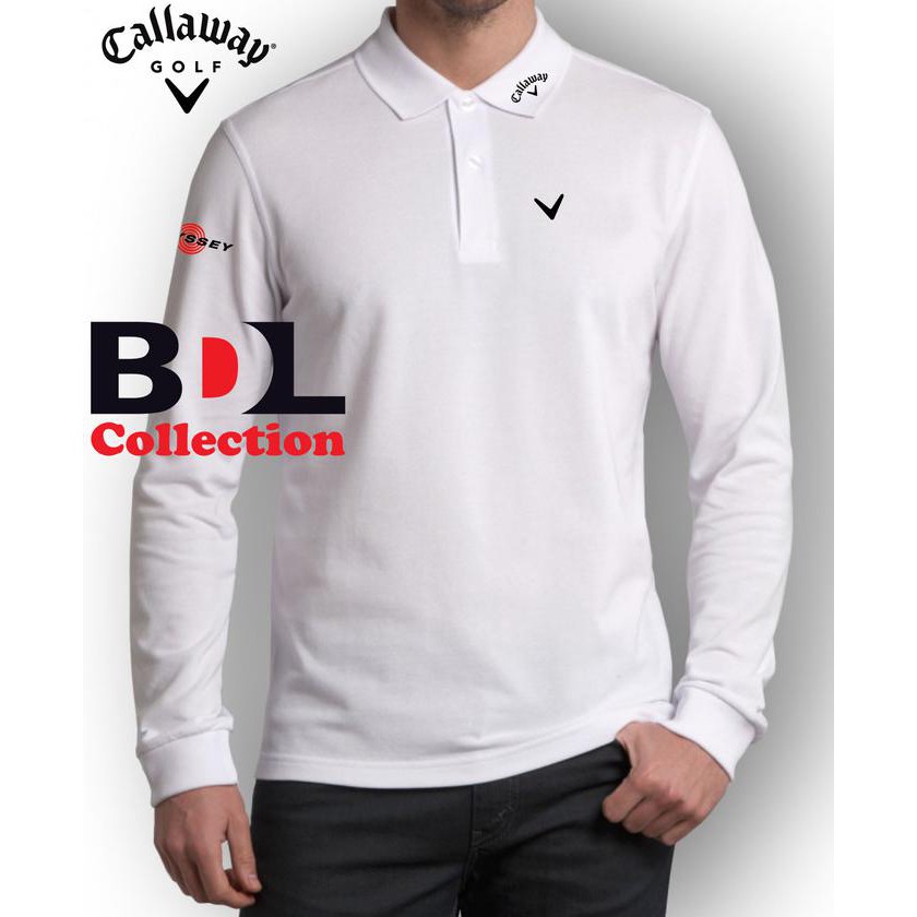 Kaos Kerah Polo Shirt Kaos Golf Callaway Lengan Panjang pria-wanita