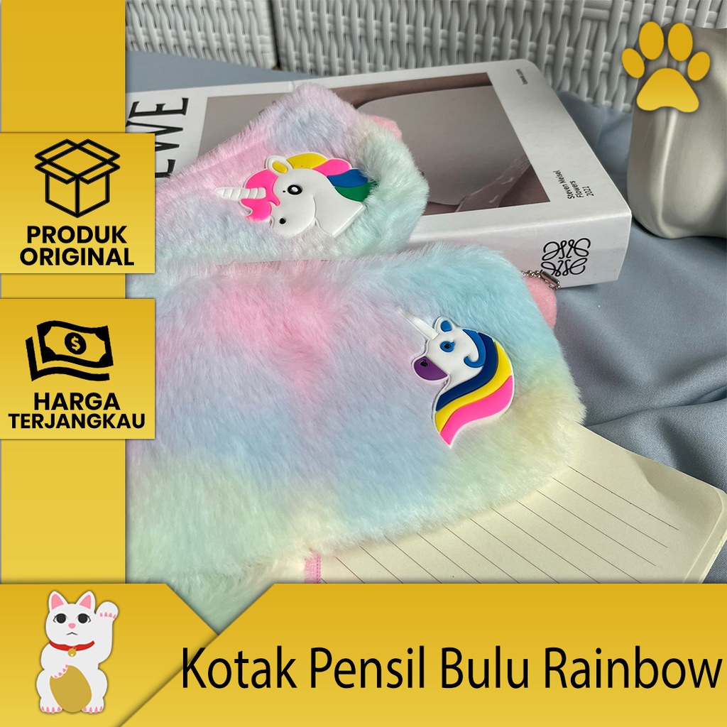 

[LuckyFortuna88] kotak pensil bulu rainbow tempat pensil bulu rainbow alat tulis sekolah alat tulis kantor lucu murah