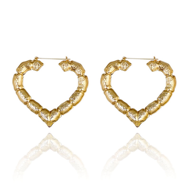 Set Anting Bulat Besar Lapis Emas Gaya Hip Hop Untuk Wanita