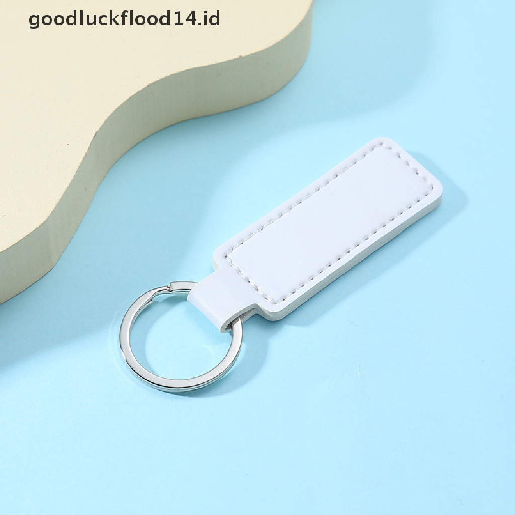 [OOID] 10 Colors Bright PU Leather Keychain Double-sided Car Thread Metal Pendant Gifts ID