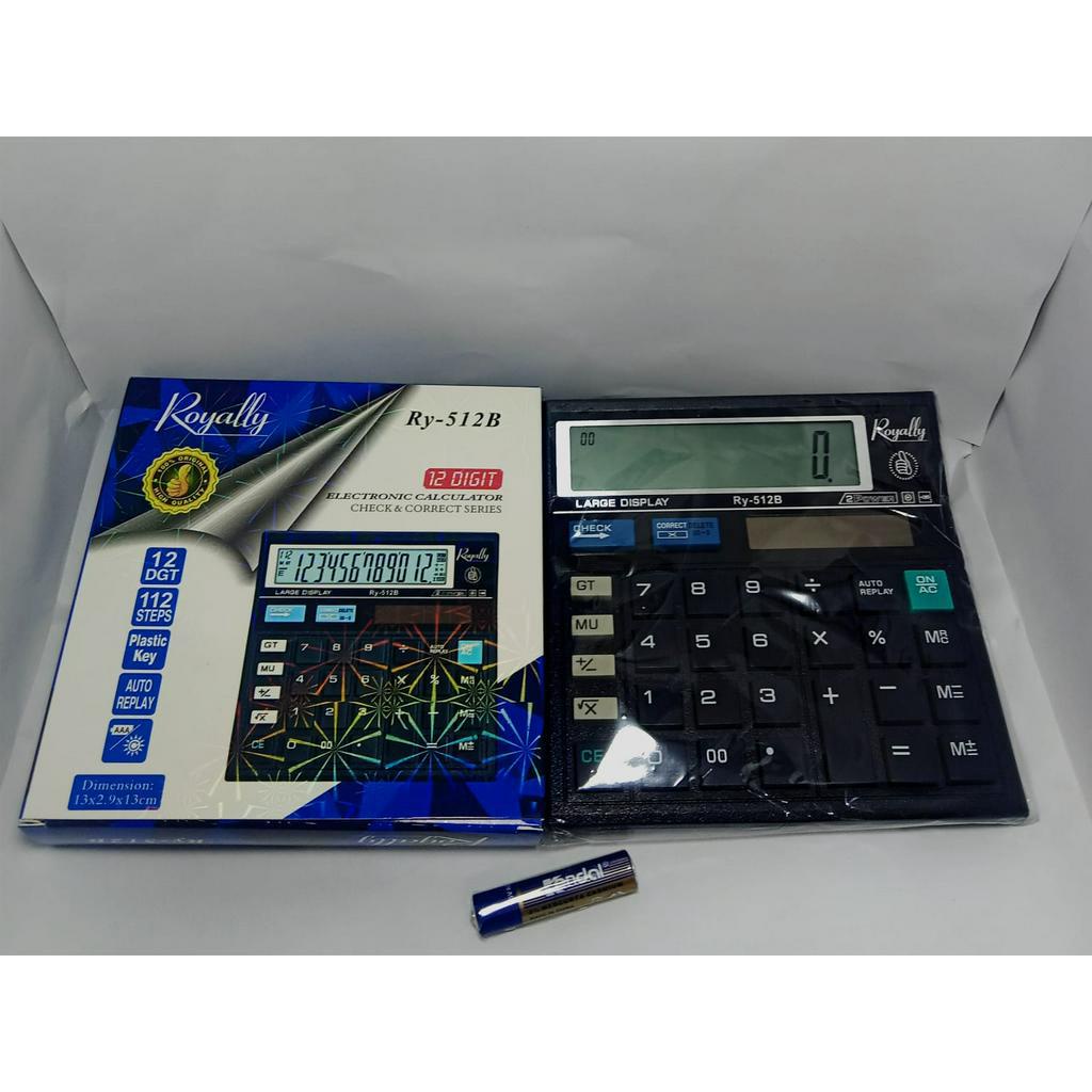 Kalkulator Royally 12 Digit ARC 512 Solar Panel Display Besar Check Correct