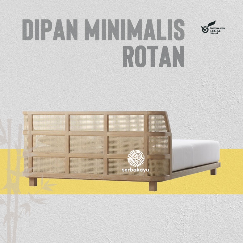 Kerangka Dipan Rotan Minimalis - Dipan Rotan Minimalis Modern - Natural Modern Minimalis
