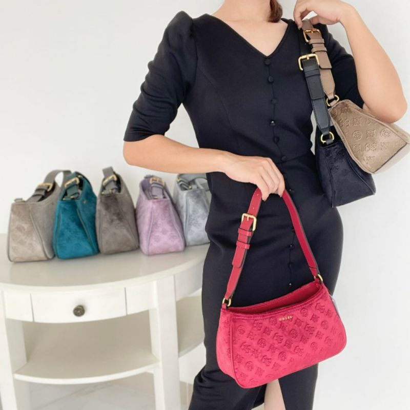 Guess Kimi Velvet Shoulder Bag Original / Shoulder Bag Guess Original