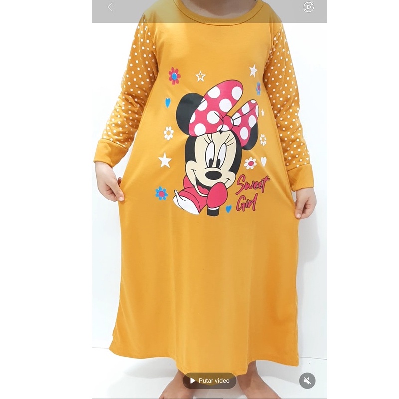 gamis anak perempuan kaos 1- 11 tahun tangan panjang muslim cewek  miki grosir