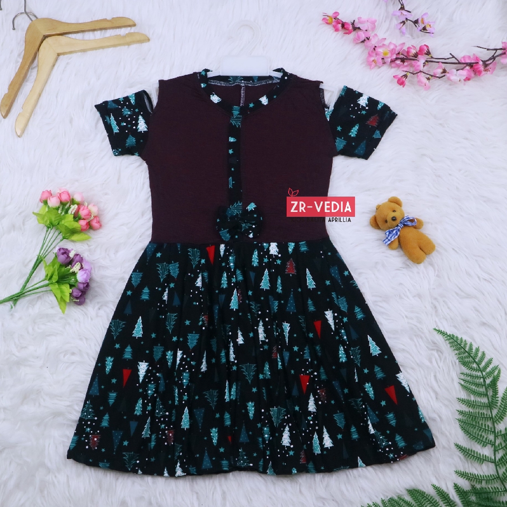 Dress Sabrina Rempel Uk 4-5 Tahun / Dres Anak Perempuan Import Murah Adem Girl Grosir Baju Rempel