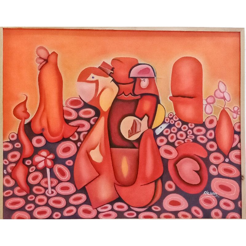 Lukisan cat minyak di kanvas