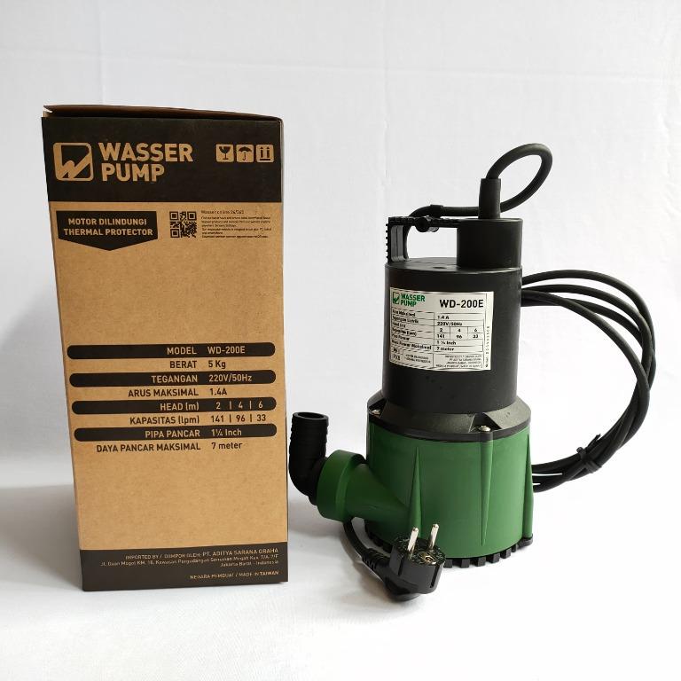 WASSER WD-200E Pompa Celup Air Mancur Kolam Bersih Wasser WD 200 E - 200E 200 Watt / Pompa Celup Kolam Ikan 200 Watt