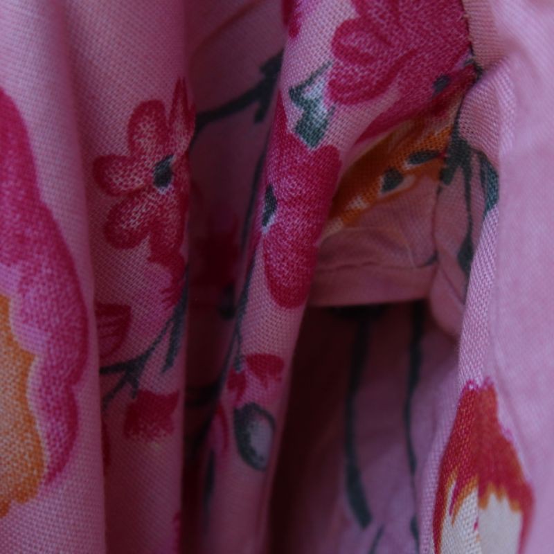 Long Tunik Rayon Viscose Motif Bunga Pink