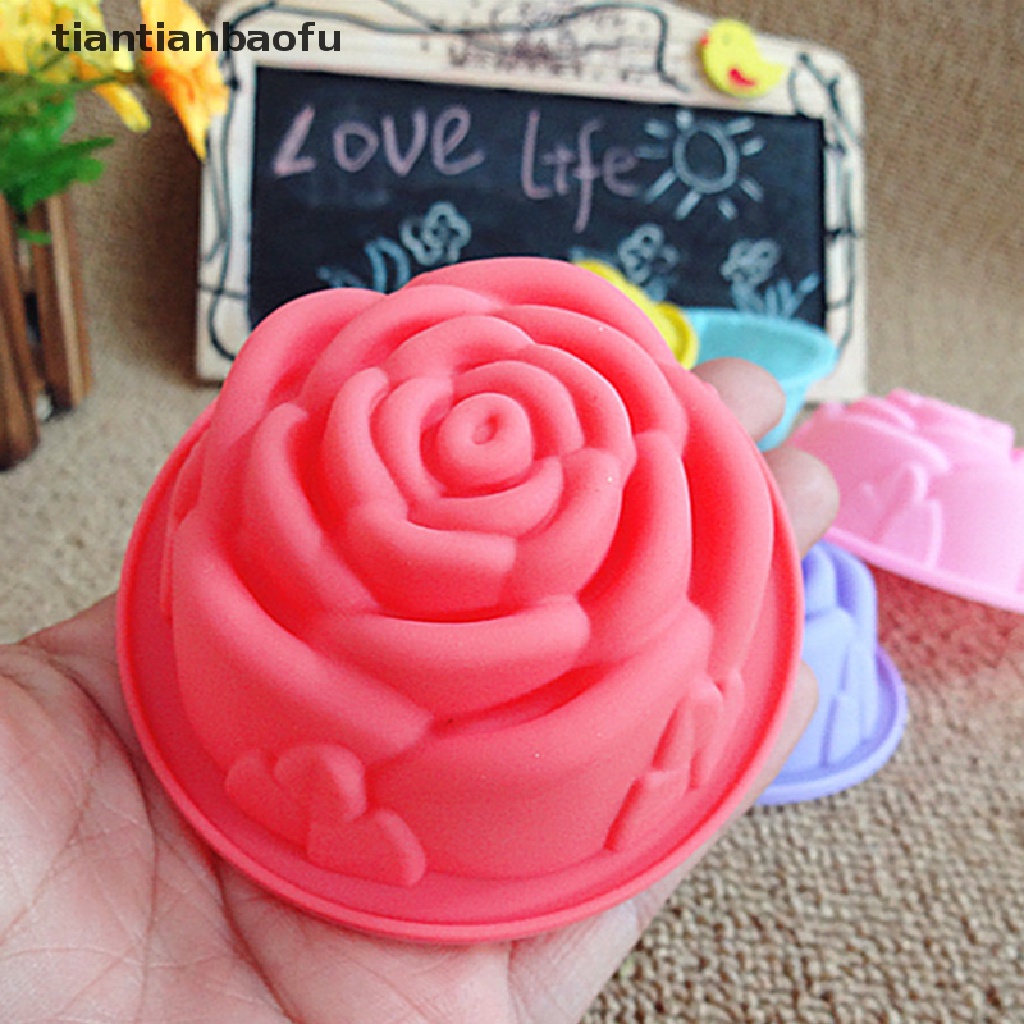 1 Pc Cetakan Kue / Coklat / Es Krim Bentuk Mawar Bahan Silikon