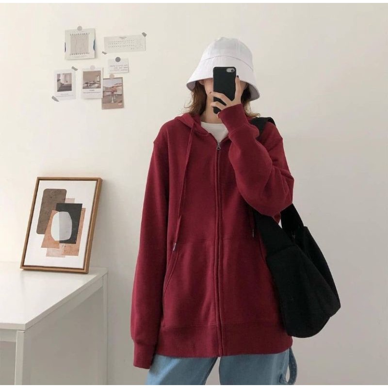 Jaket Wanita - SONYA ZIPPER XXL Sweater Wanita Jaket Hoodie Wanita Bahan Fleece Size XXL-2