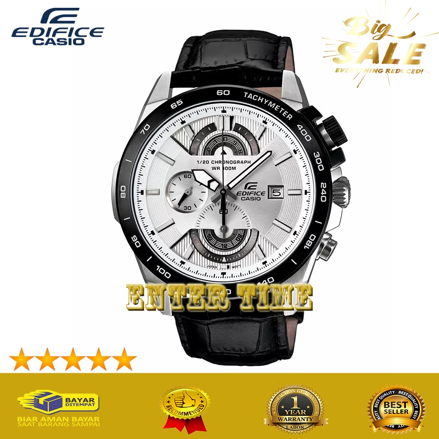 NEW ARRIVAL  JAM TANGAN PRIA KEREN CASIO EDIFICE TYPE EFR 520L-7AV LEATHER STRAP BLACK JAM TANGAN IM