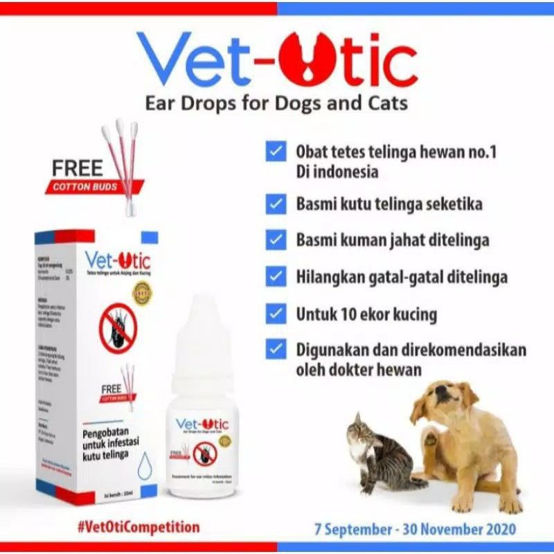 Vet-otic / vet otic obat tetes kutu telinga kucing anjing dan kelinci
