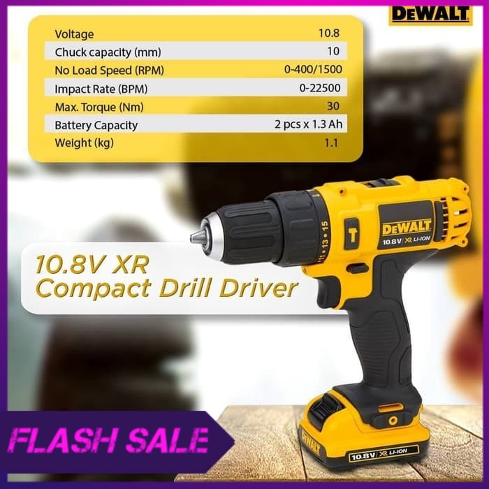 Dewalt 10 8V XR Li Ion Compact Hammer Drill Bor Cordless DCD716C2K B1
