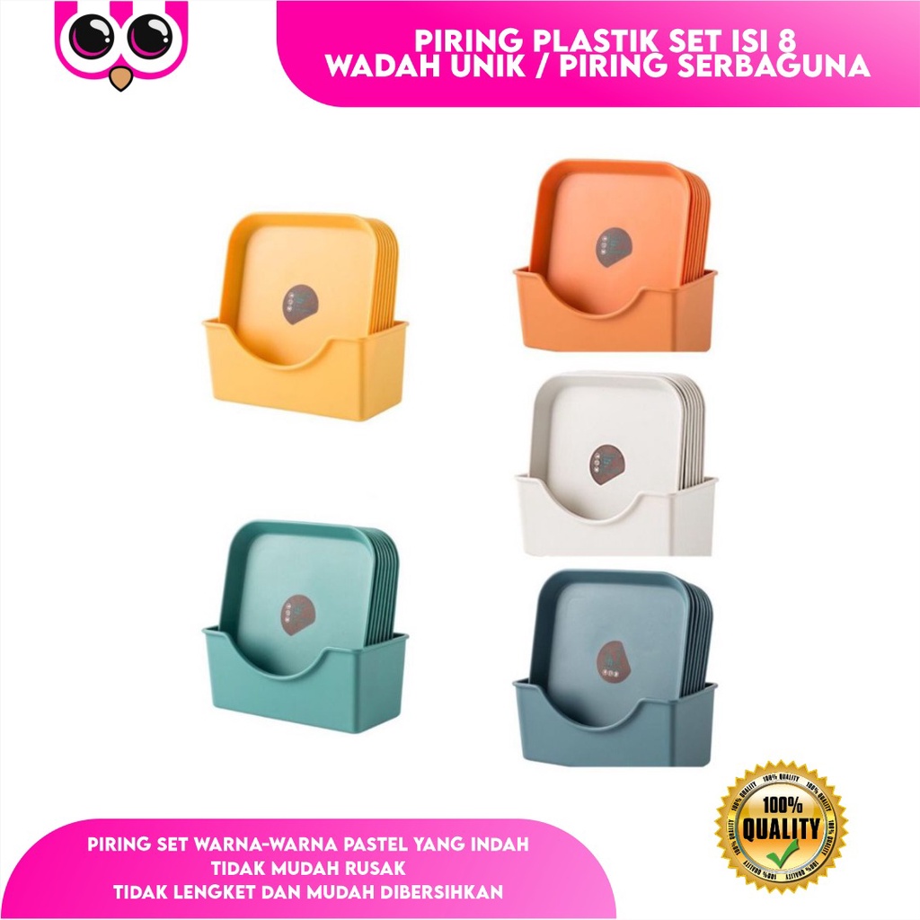 [ 8IN1 ] PIRING PLASTIK SET ISI 8 + WADAH UNIK / PIRING SERBAGUNA