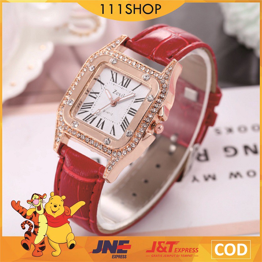 [ZEXIL] COD Jam Tangan Quartz Wanita Tail PU Murah Fashion Diamonds