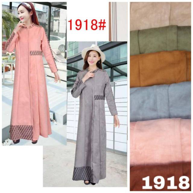 Maxi suede fendi import / gamis suede / gamis fendi import