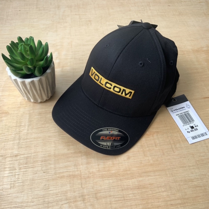 volcom topi flexfit hitam original 100% sale