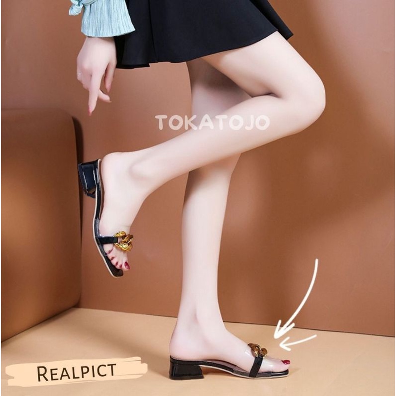 Sandal HEELS/Sandal Hak tahu wanita 3 cm terbaru mikarantai premium Sandal wanita hak tahu 3 cm kokop new fashion Sandal TOKATOJO SUMN07