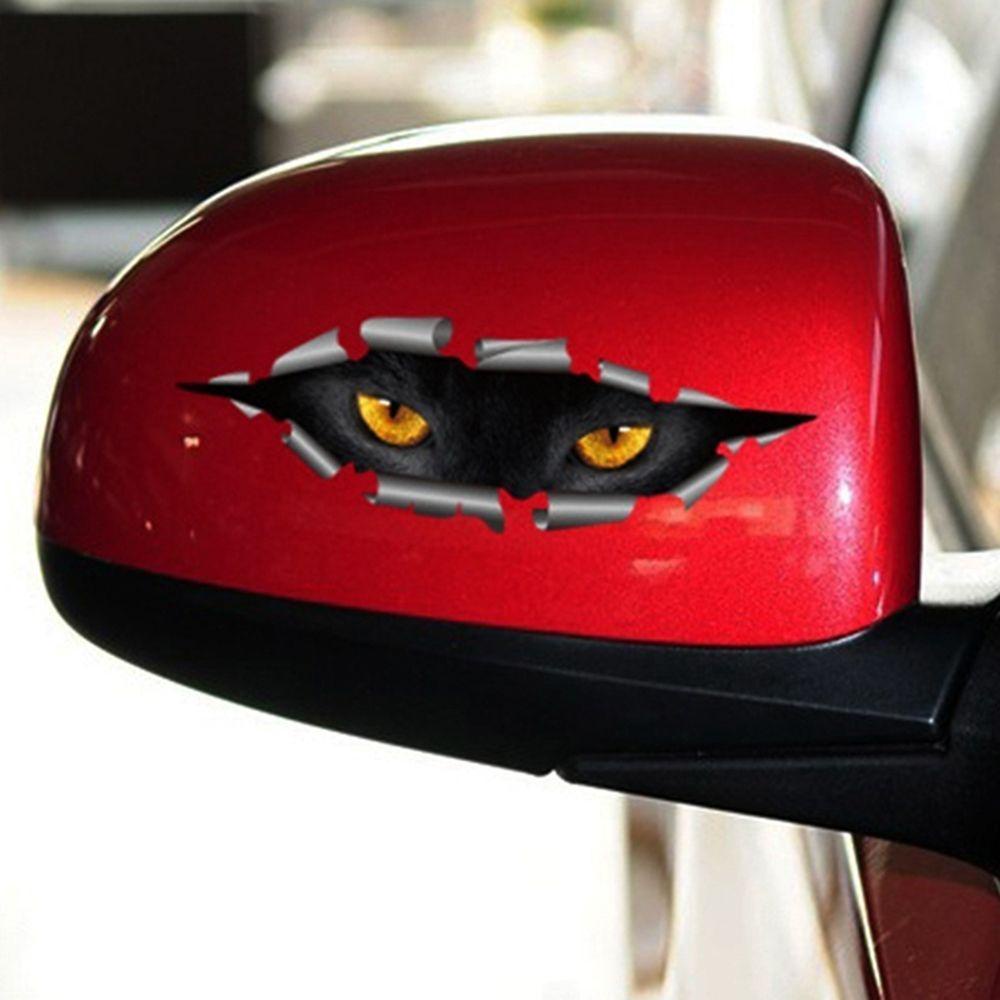 Rebuy Cat Eye Stiker Mobil-Styling Mata Kucing Hitam Semua 3D Tahan Air Lucu Utuh Styling Aksesoris Mobil