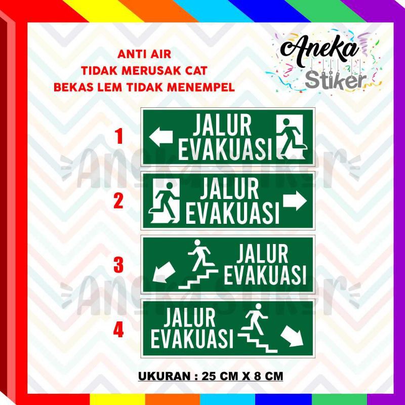 

STIKER JALUR EVAKUASI WATERPROOF/ STIKER EMERGENCY EXIT