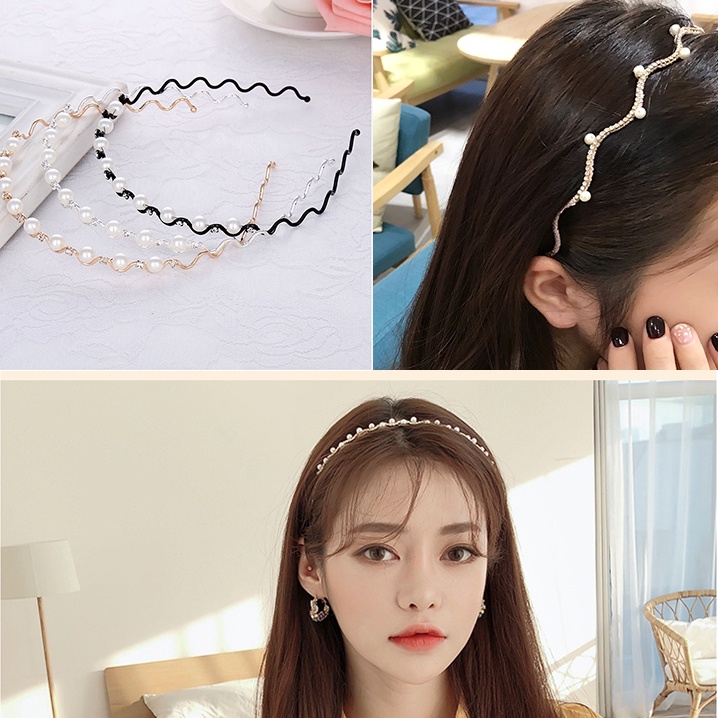 COD❤️Mutiara Jepit Rambut Bando Berlian Gaya Korea Fashion Wanita Headband Aksesoris Rambut-A.one