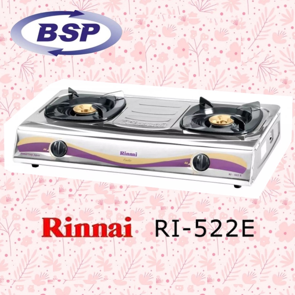 Rinnai Kompor Gas 2 Tungku / Kompor Gas 2 Tungku Rinai RI-522E / Kompor Gas Stainless Steel