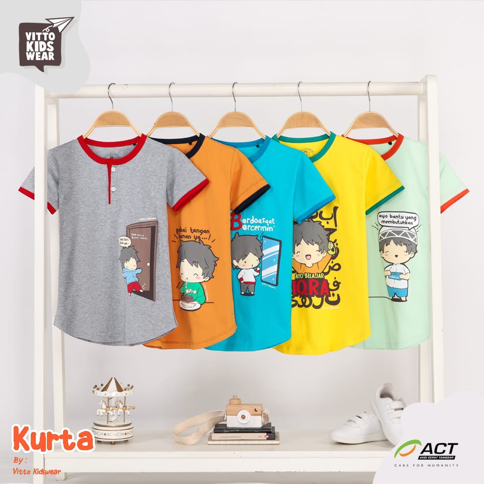 NEW ARRIVAL Baju Koko Kaos Anak Cowok Kurta Vitto