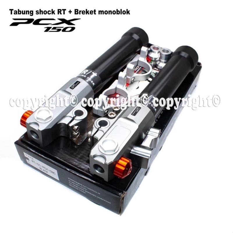 Tabung Shock Depan RT Stage 6 Copy Ori Plus Breket Kaliper Monoblok Motor Matic Bebek Yamah NMax Old New PCX 150 160 Lokal FOURSIX_46