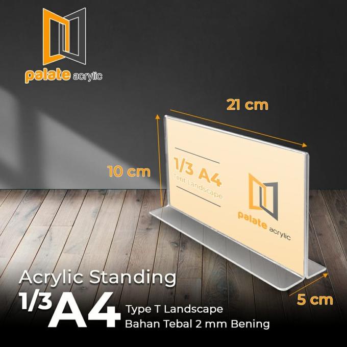 

AKRILIK TENT HOLDER 1/3 A4 / TEMPAT BROSUR / DISPLAY / T LANDSCAPE 2MM