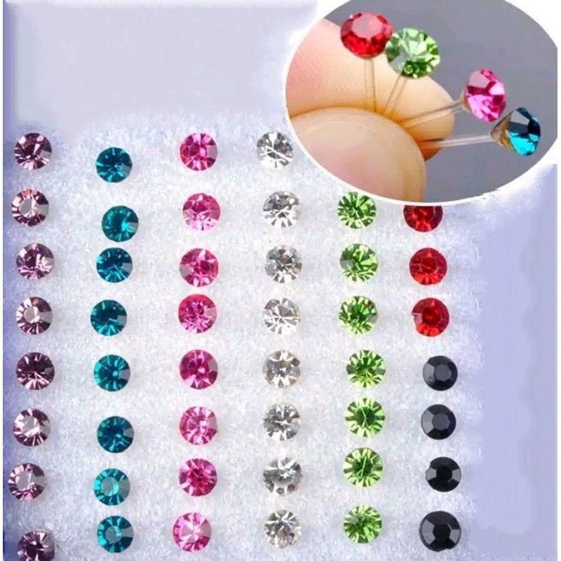 Anting Tusuk Plastik Kristal Per Box Isi 40 Pcs