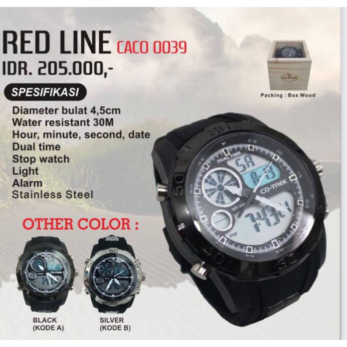 JAM TANGAN OUTDOOR CO TREK RED LINE