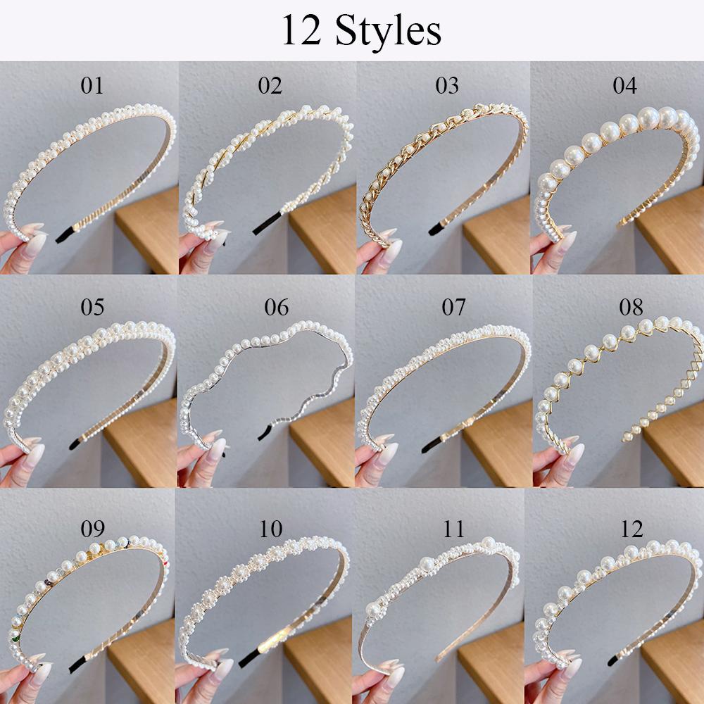 Needway   Bando Mutiara Woman Girl Bunga Manik-Manik Busur Gaya Korea Hair Band