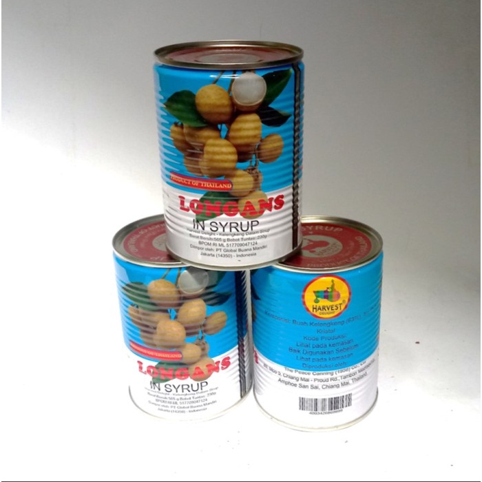 

Kalengbuah- Longan In Syrup 565Grx 3 Kaleng Grosir Brand Harvest -Buah-Kaleng.