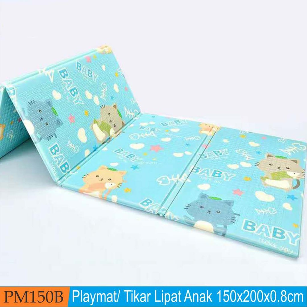 Playmat Premium Anak Bayi Lipat Tebal 1cm Double Pad 2 Ukuran Karpet Anak Playmat Kartun-4