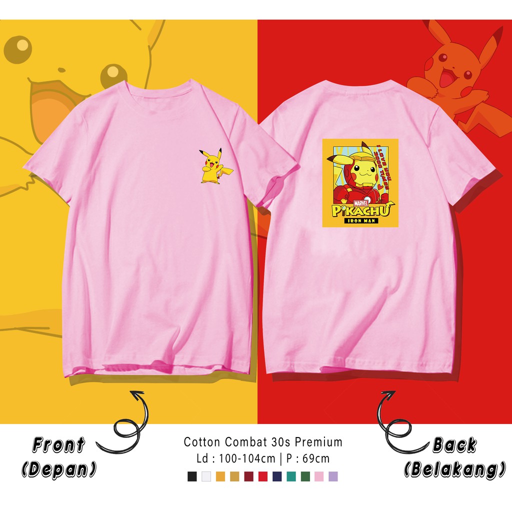 PIKACHU IRON  / TERMURAH KAOS KARTUN PREMIUM DTG HVS COLLECTION