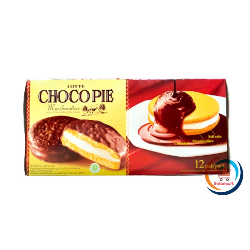 Lotte Choco Pie Marshmallow Box 28 gr 1 Pack Isi 12 pcs