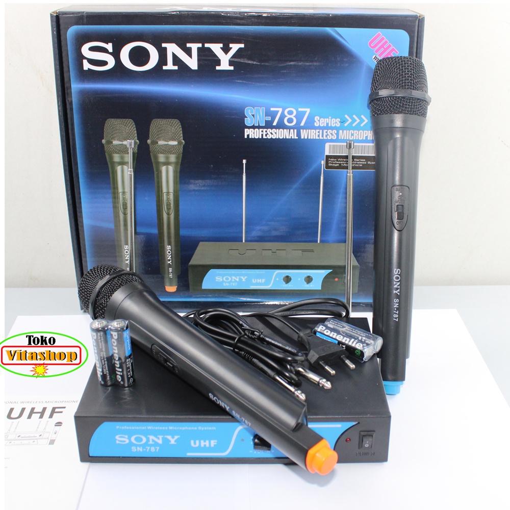 Microphone Wireless Sony SN-787 Mic Werles Mik Tanpa Kabel 2 Handle