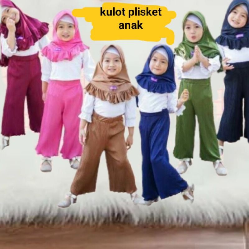 Kulot plisket anak 3-4 tahun &amp; 8-10 tahun Size M &amp; XL