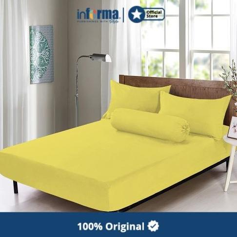 INFORMA - SPREI - FITTED SHEET SOFT YELLOW 180X200+35CM Termurah