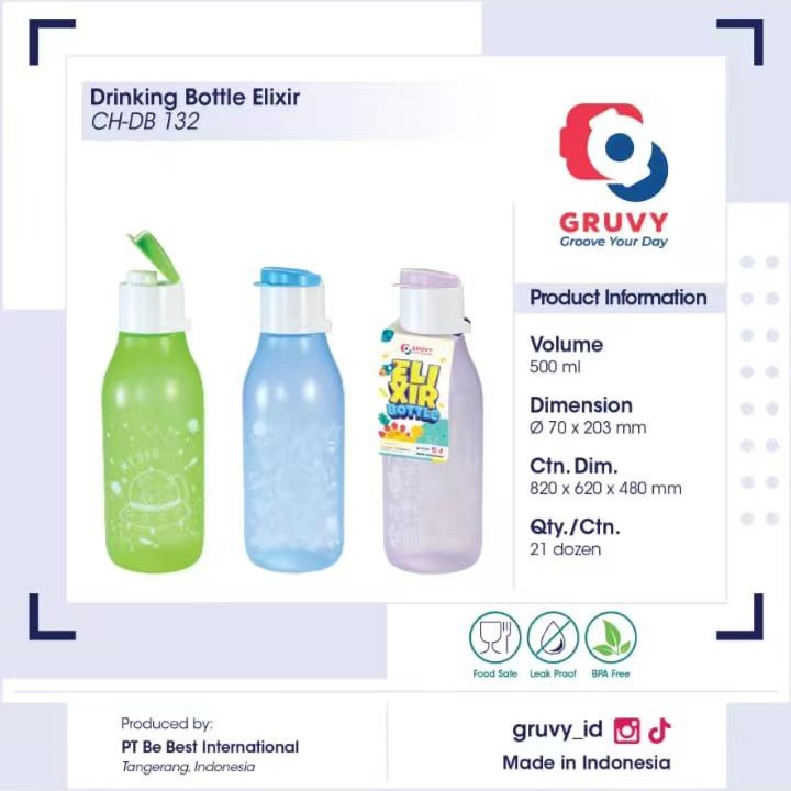 Botol Minum Sport Drinking Bottle Elixir 350ml/500ml/800ml SERBAGUNA Harga Murah