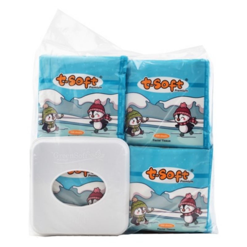 FACIAL TISSUE T-SOFT ISI 4PC FREE TEMPAT TISU