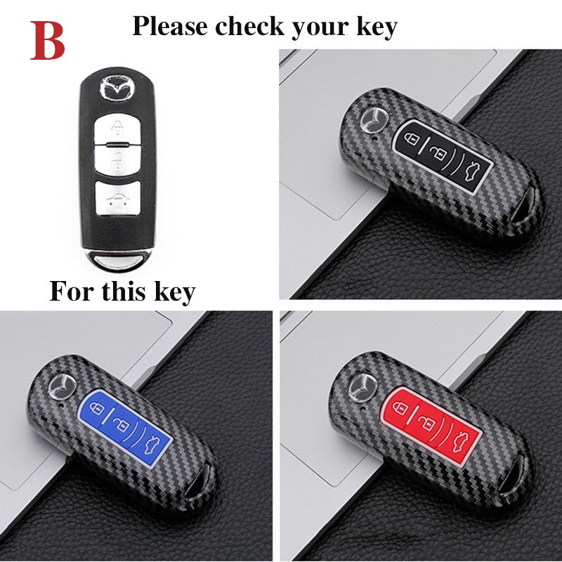 Cover Kunci Mobil Mazda Carbon Fiber Car Key Cover Case Cocok Untuk Aksesoris Mazda 2 3 5 6 2017 Cx-4 Cx-5 Cx-7 Cx-9 Cx-3 Cx 5 2 Tombol