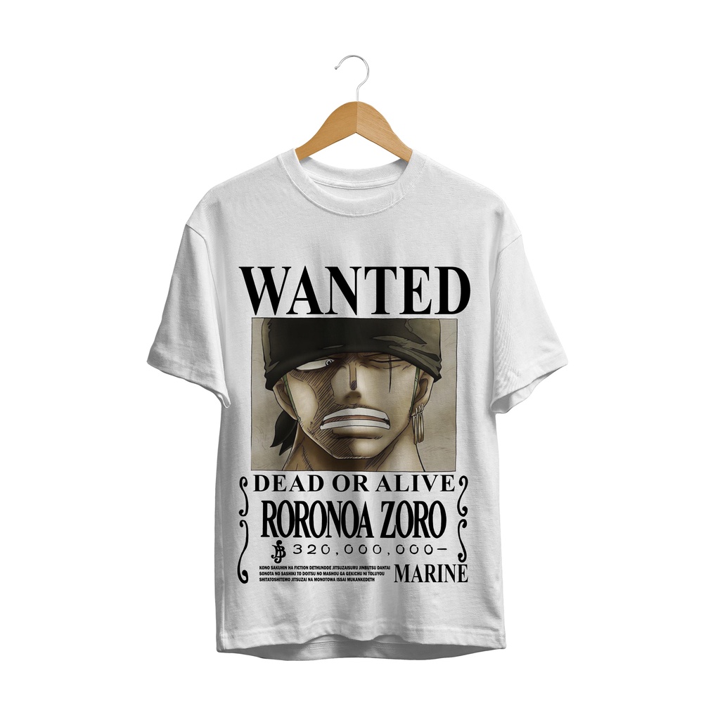 T-SHIRT BAJU ONE PIECE WANTED RORONOA ZORO